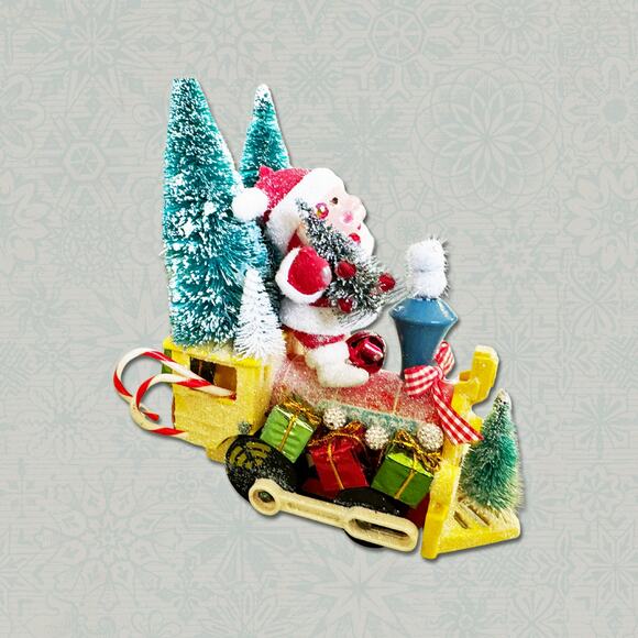 Price Reduced Vintage Christmas Assemblage – Santa Riding Toy Train - Picture 4 of 5